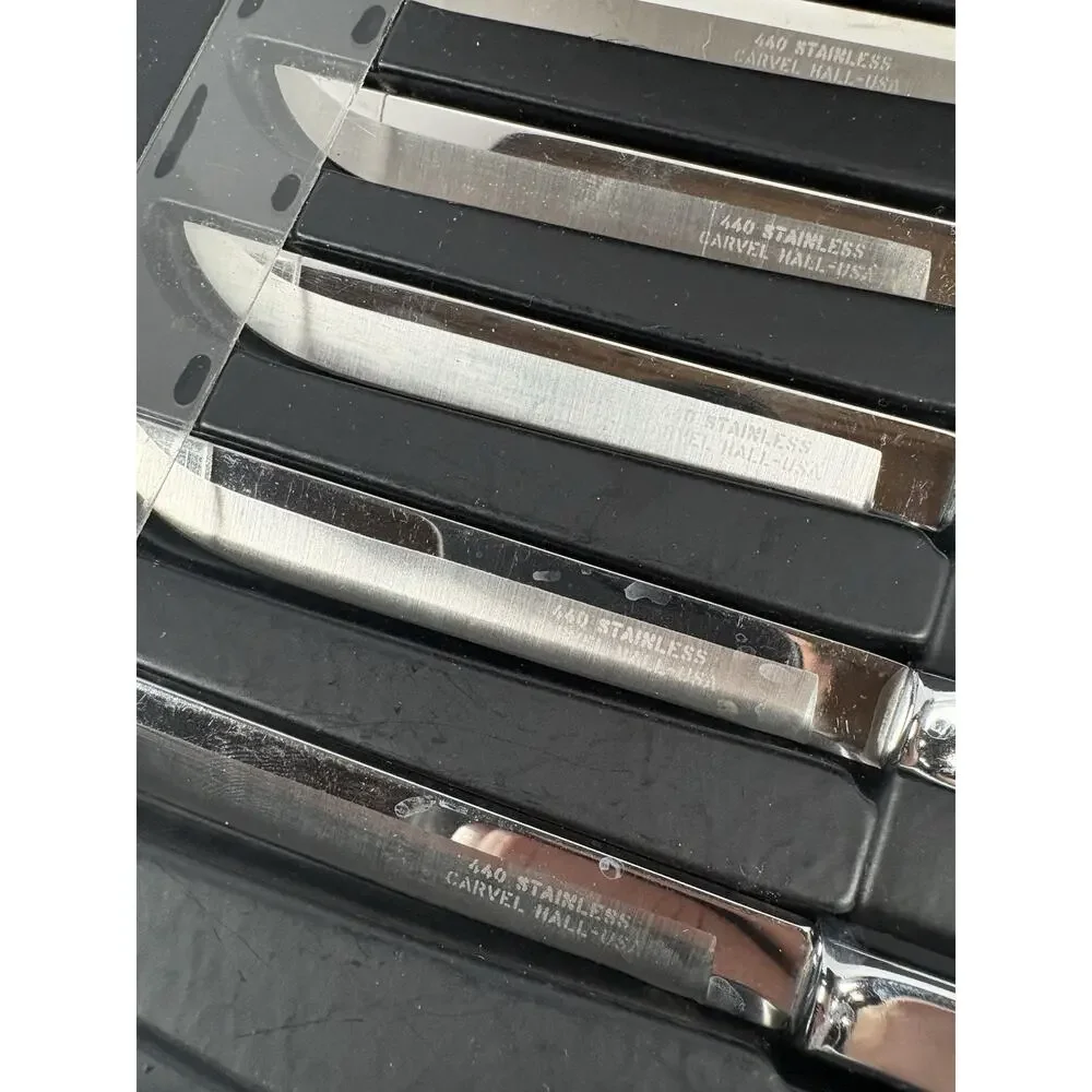 Vintage Carvel Hall 6 Pc Steak Knife Set 440 Stainless USA w Case